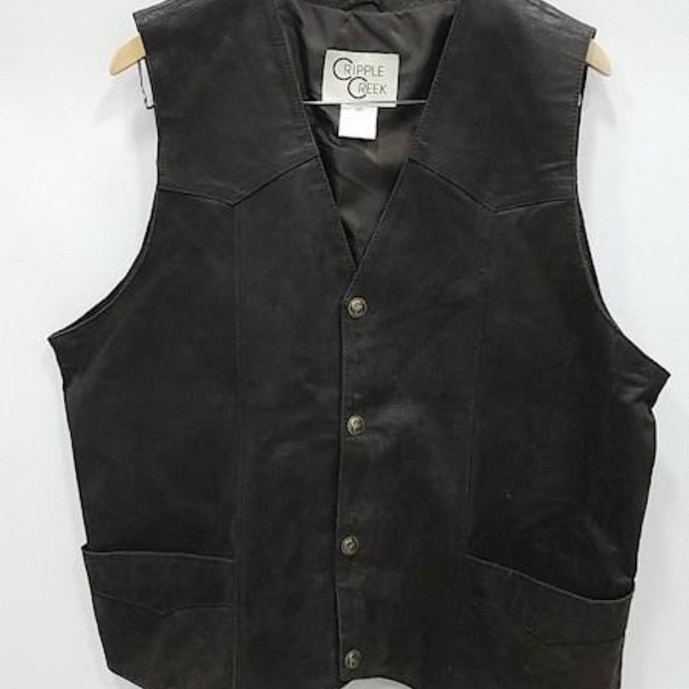 Cripple Creek Dark Brown Leather Vest XXL